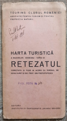 Harta turistica a masivelor Godeanu-Tarcu si Retezatul// anii &amp;#039;30 foto