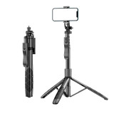Selfie Stick, Tripod, cu LED, Telecomanda Bluetooth, Rotire 360&deg;, Universal, H33-155 cm, OBRALIX&reg;