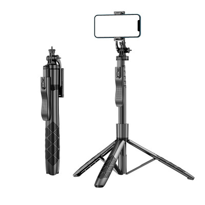 Selfie Stick, Tripod, cu LED, Telecomanda Bluetooth, Rotire 360&amp;deg;, Universal, H33-155 cm, OBRALIX&amp;reg; foto