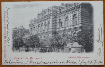 Carte postala clasica , Bucuresti , Spitalui Brancovenesc , 1901 foto