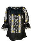 Bluza tip ie traditionala, dama ML 237 negru/galben, marime 2XL