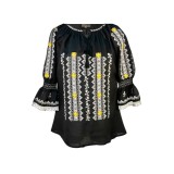 Bluza tip ie traditionala, dama ML 237 negru/galben, marime 2XL