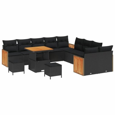 vidaXL Set de canapele pentru grădină 13 pcs Negru 80 x 80 x 71 cm 3363359 foto