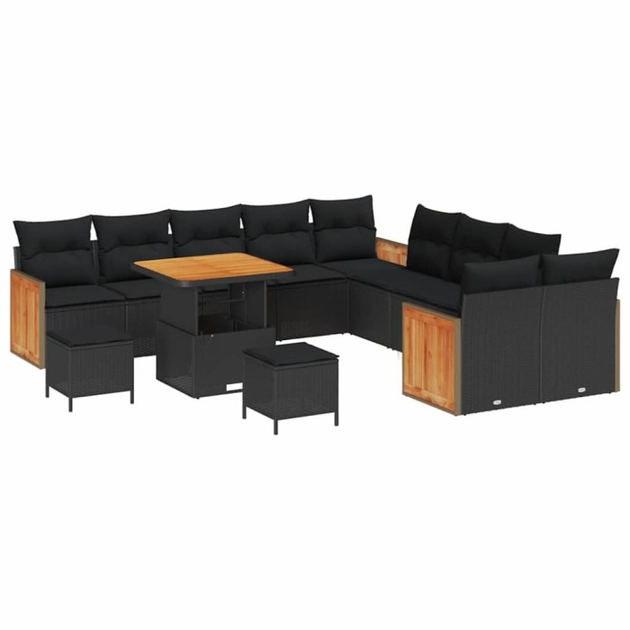 vidaXL Set de canapele pentru grădină 13 pcs Negru 80 x 80 x 71 cm 3363359