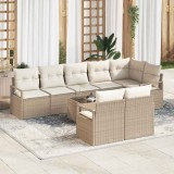 Set de canapele pentru grădină 9 pcs Bej Rattan poli