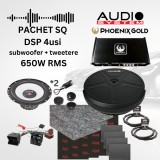Pachet SQ - difuzoare fata + spate MX EVO cu amplificator cu DSP ZDA4.6, subwoofer roata rezerva, inele si cablaje plug&amp;play pe masina