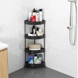 Raft coltar pe roti pentru baie, organizator multifunctional din plastic 90 x 34 cm