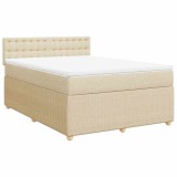 Cumpara ieftin Pat box spring cu saltea, crem, 140x200 cm, textil
