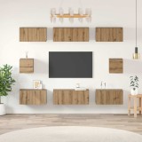 vidaXL Set dulap TV cu raft Pe perete Altele cu depozitare 8 pcs stejar artizanal