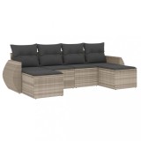 Set canapele de gradina cu perne, 6 piese gri deschis poliratan