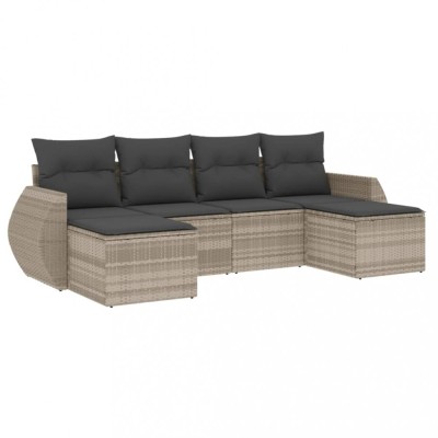 Set canapele de gradina cu perne, 6 piese gri deschis poliratan foto