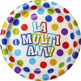Set 6 farfurii de unica folosinta, flippy, colectia la multi ani , 30 cm, din carton laminat, multicolor