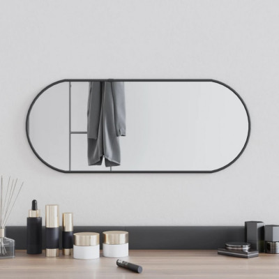 vidaXL Oglindă de perete, negru, 60x25 cm, ovală foto