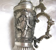 HALBA ZINC SCHWABEN ZINN DECOR COSTUM POPULAR MOARA DE APA SI CEASORNICAR 14.5 CM foto