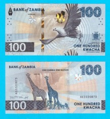 Bancnotă Zambia (NOU) 100 Kwacha 2025 UNC serie: AE22208..