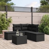 Cumpara ieftin Gossi set mobilier de gradina cu perne, 6 piese, negru, poliratan
