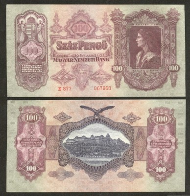 UNGARIA BANCNOTA DE 100 PENGO 1930 MATEI CORVIN A CIRCULAT IN TRANSILVANIA UNC foto