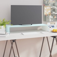 Comodă TV/Suport monitor, sticlă, 80 x 30 x 13 cm, alb foto