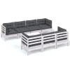 Set mobilier de gradina cu perne, 8 piese, lemn masiv de pin