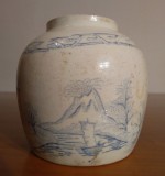 Vas asiatic din ceramica pictata| piesa veche, rara, de colectie