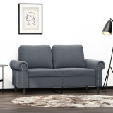 VidaXL Canapea cu 2 locuri, gri &icirc;nchis, 120 cm, catifea 359520