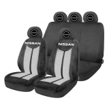 Set Huse Scaune Universale HLX7 Compatibile cu Nissan Nou &ndash; Negru/Gri