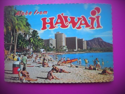 HOPCT 7902 ALOHA....HAWAII -PLAJA -STAMPILOGRAFIE/FRANCATURA-SUA-AMERICA DE NORD -CIRCULATA foto