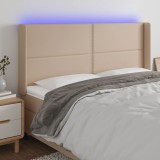 Cumpara ieftin Tablie de pat cu LED, cappuccino, 183x16x118/128 cm, piele eco