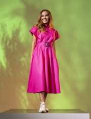 Rochie midi din bumbac cu maneci raglan Ilona