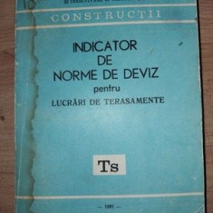 Indicator de norme de deviz pentru lucrari de terasamente Ts