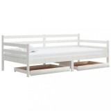 Cumpara ieftin Pat de zi cu sertare, alb, 90x200 cm, lemn masiv de pin