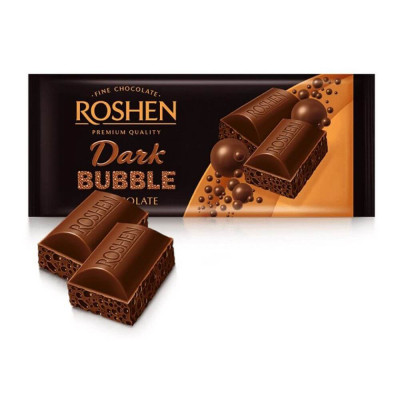 Ciocolata Aerata Roshen Dark Bubble, 80 g, Neagra, Ciocolate, Ciocolate Aerate, Roshen Ciocolata Aerata Neagra, Ciocolate Aerate Roshen Dark Bubble, D foto