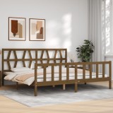 Cumpara ieftin Cadru pat cu tăblie, maro miere, 200x200 cm, lemn masiv