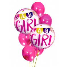 Set 7 buc. baloane pentru Zi de Nastere Fetite, culoare Roz, 30-46cm