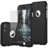 Husa carcasa telefon Iphone 8 Plus 360&deg; Ultra Subtire si Folie Sticla - Black Matte