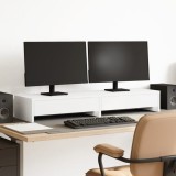 VidaXL Suport monitor cu sertare, alb, 100x27x15 cm, lemn prelucrat