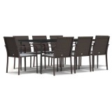 Set mobilier de gradina cu perne, 9 piese, poliratan si otel