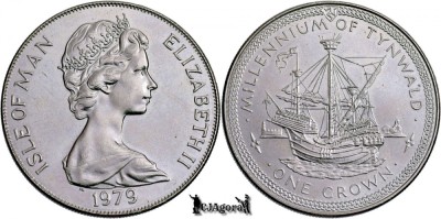 1979 PM, 1 Crown - Elisabeta a II-a - Tynwald - Insula Man -Britanice foto