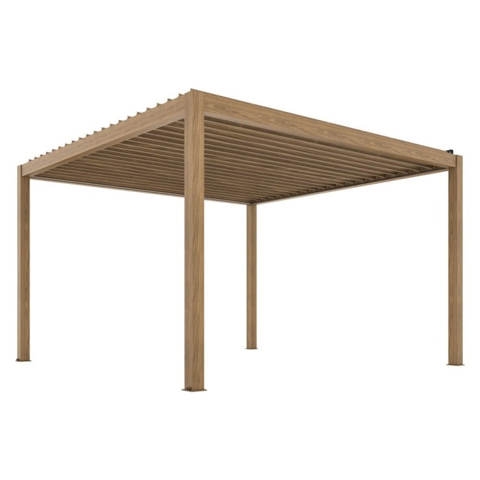 LUXE elektromos pergola 4x4m fa LED vil&aacute;g&iacute;t&aacute;ssal