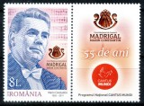 Romania 2018, LP 2183 a, Corul Madrigal 55 de ani, cu vigneta dreapta, MNH!