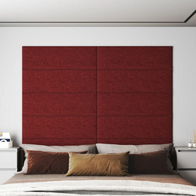 vidaXL Panouri de perete 12 buc. roșu vin 90x30 cm textil 3,24 m&amp;sup2; foto