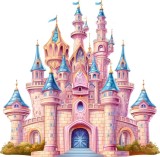 Cumpara ieftin Sticker Decorativ Castel Roz, 60x60 cm, Autoadeziv, PVC, Camera Copilului, Fete