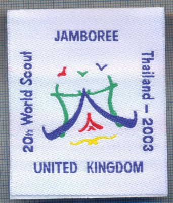 AX 1257 EMBLEMA CERCETASI- JAMBOREE 20TH WORLD SCOUT -UK -PENTRU COLECTIONARI foto