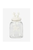 Borcan de sticlă cu capac etanș din ceramică, Crăciun, model corn de ren, 3,5 l, transparent
