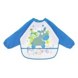 Bavetă cu maneci din plastic cu model dinozaur albastru pentru copii, CMCLASS