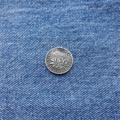 50 Centimes 1916 Franta argint foto