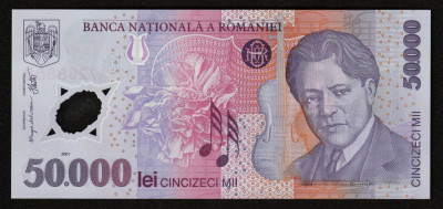 Romania, 50000 lei 2001 (2003)_UNC_serie 036A7268850 foto