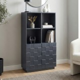 Comoda highboard gri &icirc;nchis cu 2 usi si rafturi, 118x64x30 cm