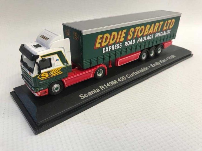 Macheta Scania r143m 420 curtainside stobart 1/76