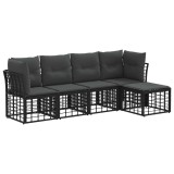 vidaXL Set de canapele de exterior cu pernă 5 pcs Negru Poliester 3437459